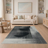 Black and White Abstract Black White Grid Area Rug