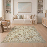 Vintage Cream Floral Vine Area Rug