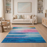 Vibrant Horizontal Multi-color and Patterns Vibrant Multi-Color Horizontal Stripe Area Rug
