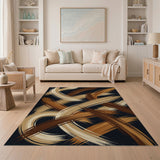 Brown Tan Abstract Brushstroke Area Rug