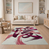Dynamic Pink Maroon Brush Stroke Abstract Rug
