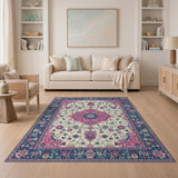 Pink Navy Traditional Persian Area Rug
