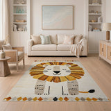 Cute Sleepy Lion Kids Area Rug