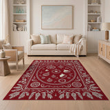 Festive Red Christmas Ornament Rug