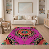Vibrant Pink Mandala Floral Boho Area Rug