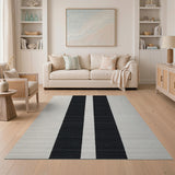 Stripe Bold Black White Vertical Stripe Rug