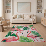 Pink Flamingo Monstera Area Rug
