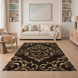Opulent Gold Baroque Filigree Area Rug