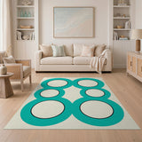Modern Teal Circle Frame Area Rug