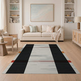 Multi-color and Patterns Bold Black Red Geometric Stripe Area Rug
