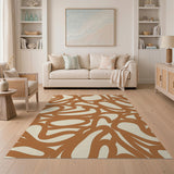 ODIKA Modern Abstract Wavy Washable Area Rug, Low Pile Non-Slip Floor Carpet