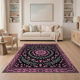 Ornate Pink Floral Persian Pink Area Rug