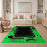 Vibrant Green Matrix Geometric Area Rug