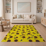 Vibrant Yellow Sunflower Pattern Area Rug