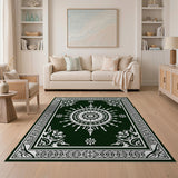 Emerald Green Sun Mandala Area Rug