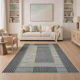 Black and White Black White Houndstooth Border Area Rug