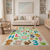 Multi-color and Patterns Playful ABC Alphabet Animals Kids Rug