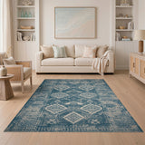 Distressed Teal Southwestern Area Rug