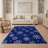 Geometric Modern Navy Snowflake Area Rug