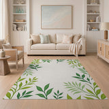 Green Leaves Border Area Rug
