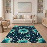 Vibrant Teal Splash Abstract Area Rug