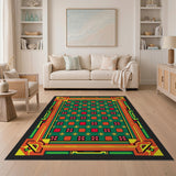 Vibrant Geometric Green Multi-Color Area Rug