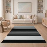 Bold Black White Striped No. 12 Area Rug