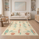 Coastal Beach Surfboard Washable Area Rug