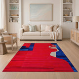 Red Blue Abstract Face Profile Area Rug