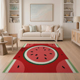 Red Fruit Pattern Watermelon Slice Fruit Pattern Area Rug