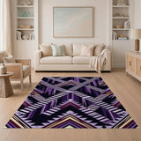 Purple Geometric Staircase Illusion Area Rug