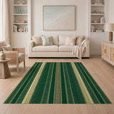 Green Gold Tribal Stripe Area Rug