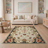 Ivory Peony Floral Persian Area Rug