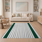 Green Border Vertical Pinstripe Area Rug