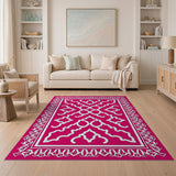 Vibrant Pink Persian Motif Area Rug