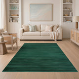 Emerald Green Horizontal Stripe Woven Area Rug