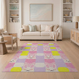 Cute Bunny Grid Kids Area Rug