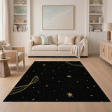 Celestial Gold Stars on Black Area Rug