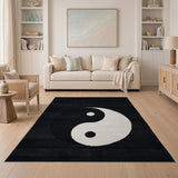 Black and White Yin Yang Black White Area Rug