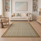 Tan Brown Plaid Woven Rustic Farmhouse Area Rug