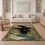 ODIKA Vintage Nautical Celestial Washable Rug - Low Pile Non-Slip Fantasy Area Rug