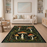 Enchanted Mushroom Grove Rug with Butterflies Blooms