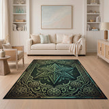 Vintage Teal Mandala Star Area Rug