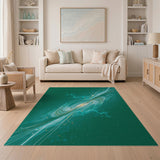Emerald Nebula Swirl Abstract Area Rug