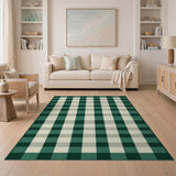 Green Rustic Farmhouse Green Plaid Checkered Area Rug