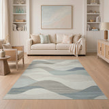 Blue and Teal Abstract Wavy Blue Teal Area Rug