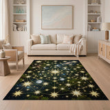 Golden Stars Constellation Moons Area Rug