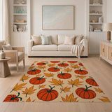Autumn Pumpkin Maple Leaf Pattern Area Rug