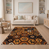 Orange Southwestern Hexagon Tribal Rug