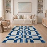 Blue Interlocking Arch Geometric Area Rug